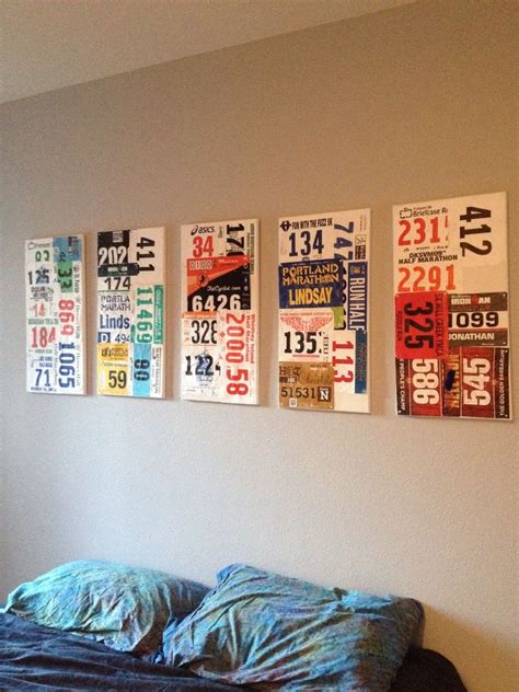 Race bibs, Race bib display, Running medal display