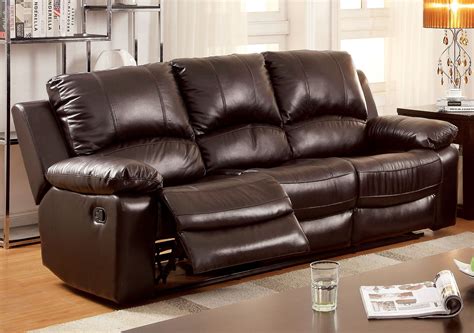 Furniture of America Dark Brown Machen Top Grain Leather Match Sofa | Reclining sofa, Furniture ...