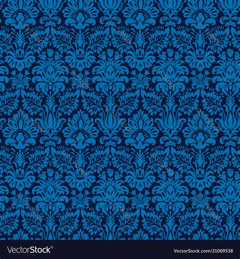 Elegant blue seamless damask background Royalty Free Vector