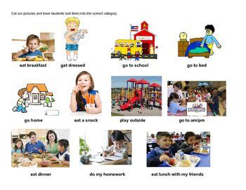 Morning, Afternoon, Evening Picture Sort for English Learners | Kindergarten worksheets, English ...