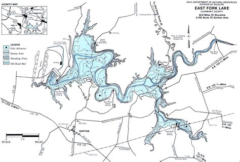 East Fork Lake Fishing Map - Southwest OH - GoFishOhio HQ