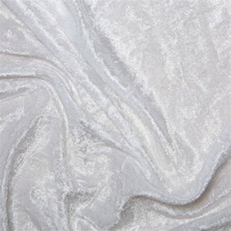 White Crushed Velvet Velour Stretch Fabric Material - Polyester - 150cm (59) wide