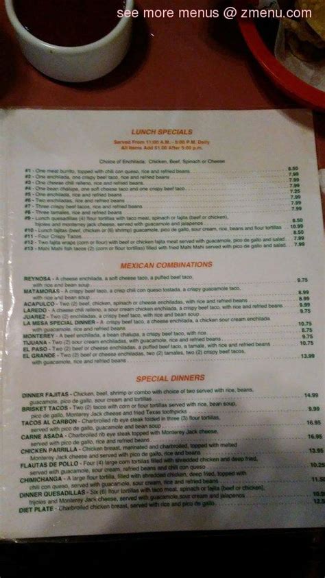 Online Menu of La Mesa Mexican Restaurante & Cantina Restaurant ...