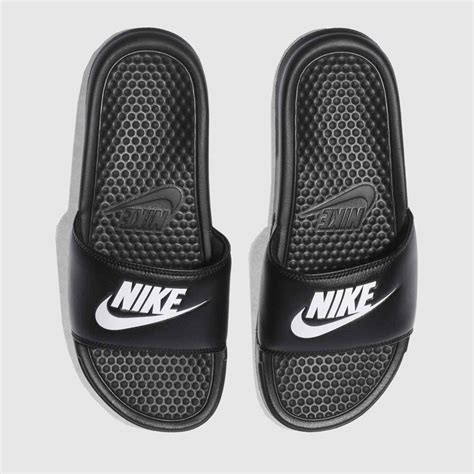 Nike Black & White Benassi Slide Sandals - Trainerspotter