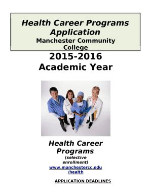 Health Career Programs Application. Manchester Community College Doc Template | pdfFiller