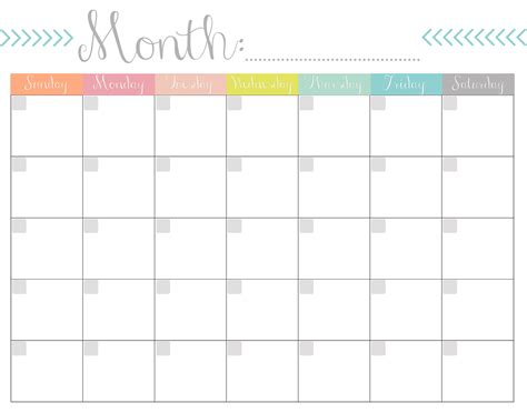 Free Blank Calendars Printable