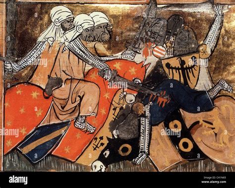 Middle Ages, crusades, crusaders fighting against Saracen, miniature Stock Photo, Royalty Free ...