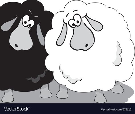Cartoon sheep black and white Royalty Free Vector Image