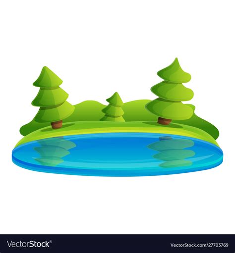 Fir tree lake icon cartoon style Royalty Free Vector Image