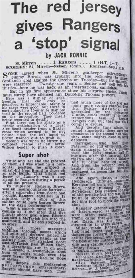 St Mirren v Rangers 23 September 1961 - The Rangers Archives