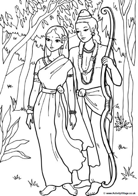 Rama and Sita Colouring Page | Diwali story, Coloring pages, Art ...