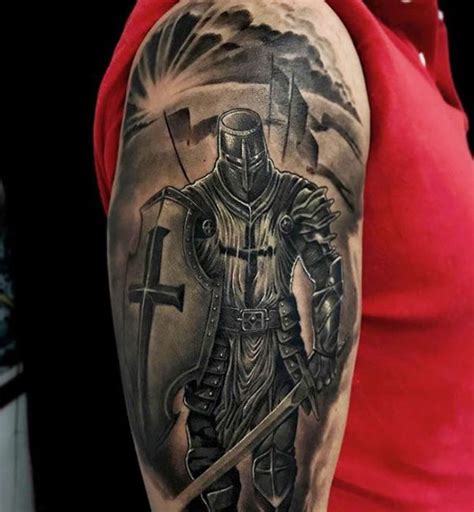 Christian Warrior Tattoo Design On Shoulder. | Warrior tattoos, Knight ...