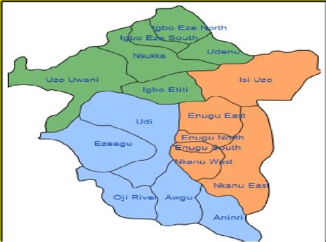 A map of Enugu showing the 17 local government areas [19] | Download Scientific Diagram