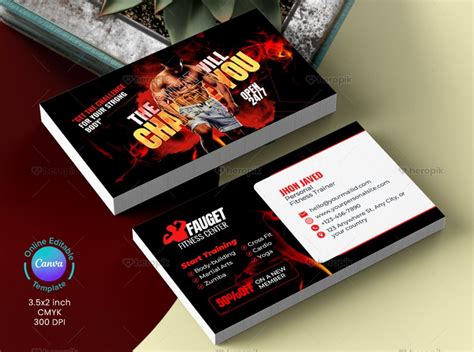 Gym Business Card Design Canva Template - Heropik!