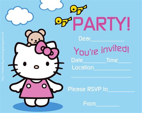 Free printable fill in the blanks template style Hello Kitty party invitati… | Hello kitty ...