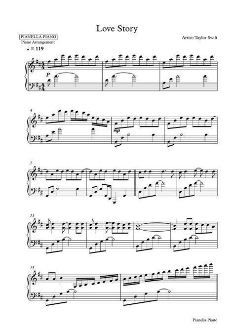 Taylor Swift - Love Story (Piano Sheet) Bản nhạc by Pianella Piano