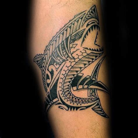 50 Tribal Shark Tattoo Designs For Men - Sea-Dweller Ideas