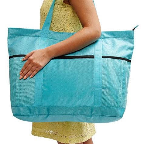 Foldable Beach Bag. Large Beach Bag With Zipper - XL Foldable Tote Bag For Travel And Shopping ...