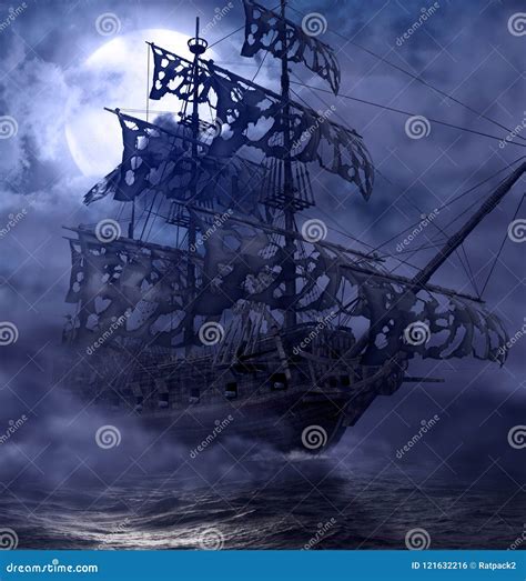 Pirate Ghost Ship Flying Dutchman Stock Illustration - Illustration of ...