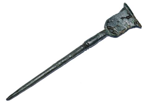 Medieval, Viking bronze zoomorphic writing tool - stylus - with decorated terminal - 100 mm ...