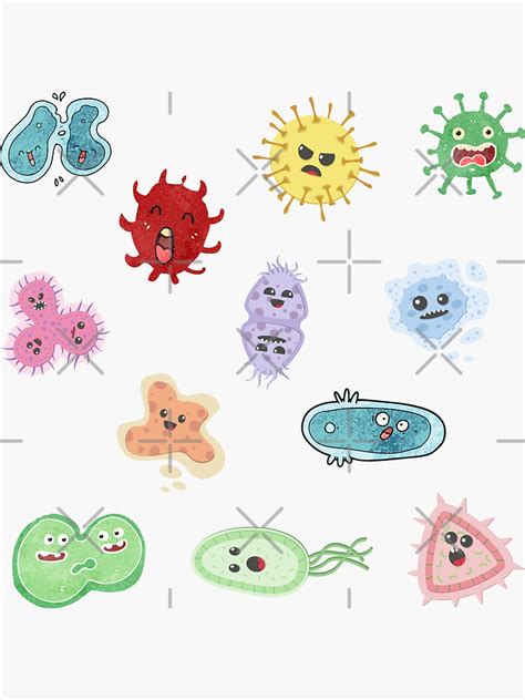 "Cute Microbes Bacteria, Virus, Ecoli MicroBiology Seamless Pattern Sticker Pack. " Sticker for ...