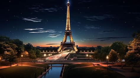 Premium Photo | Night view of Eiffel Tower