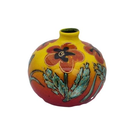 Floral Design 10cm Vase Anita Harris Art Pottery - Stoke Art Pottery