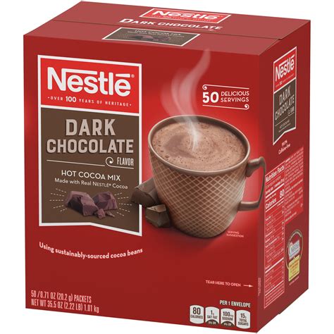 Nestle Hot Cocoa Mix, Dark Chocolate Hot Cocoa Single Serve Hot Chocolate Packets, 50 Ct ...