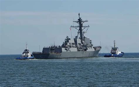 US Navy's destroyer USS Jack H. Lucas sails away from Ingalls