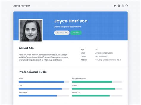 25 Professional HTML & CSS Resume Templates for Free Download (and Premium) - Super Dev Resources