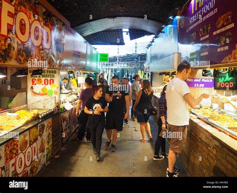 Various street food stalls in Camden Market, Camden town, London, UK Stock Photo, Royalty Free ...