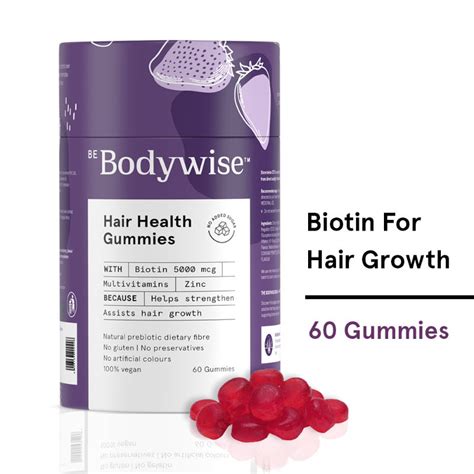 Be Bodywise 5000 mcg Biotin Gummies for Healthy Hair With Added Zinc & Multivitamins: Buy Be ...