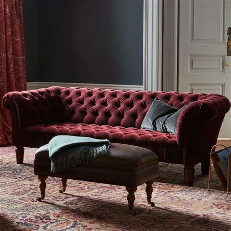 Chesterfield Sofa, Burgundy Mohair | Soho Home #burgundylivingroomdecor | Burgundy sofa living ...