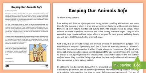 Keeping Our Animals Safe Exposition Writing Sample-Australia