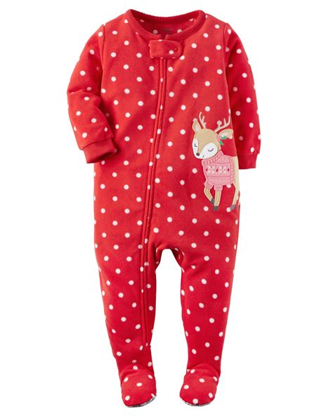 Carter's Infant & Toddler Girls' Fleece Footed Pajamas - Reindeer - Sears