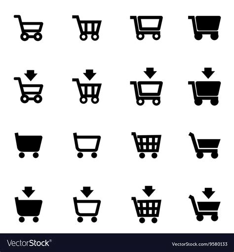 Black shopping cart icon set Royalty Free Vector Image