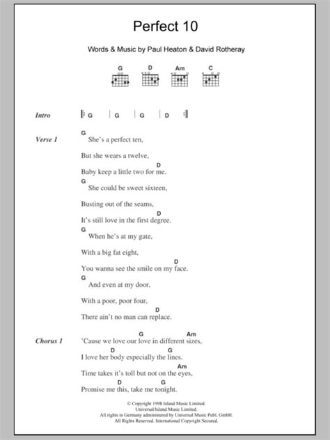 Perfect 10 by The Beautiful South - Guitar Chords/Lyrics - Guitar ...