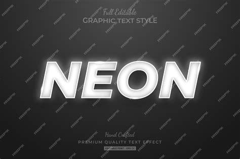 Premium Vector | Neon white editable text style effect