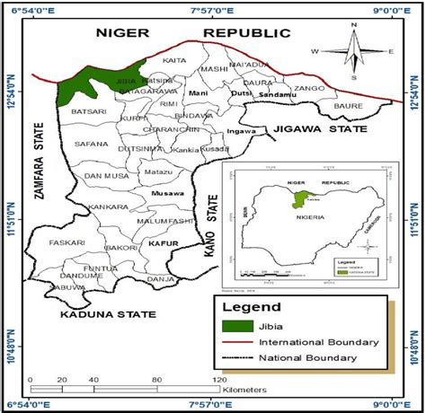 Map of Katsina state showing Jibia LGA as study area Source:... | Download Scientific Diagram