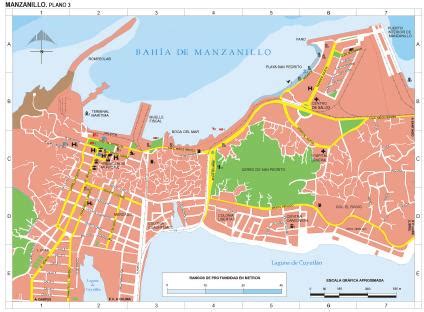 Manzanillo (Downtown) Map, Colima, Mexico