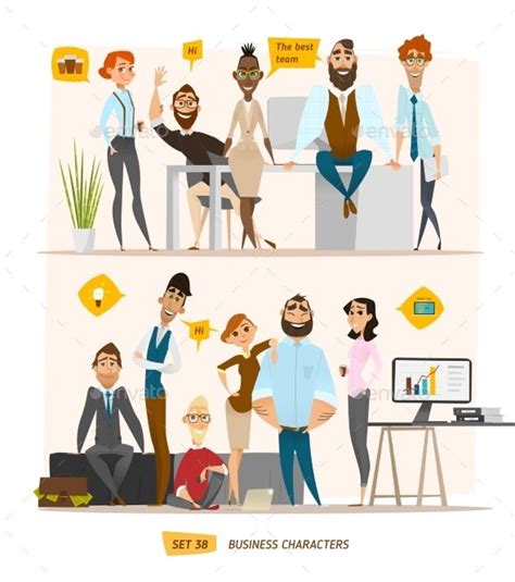 Business Characters Scene | Business illustration, Character flat design, Vector character design