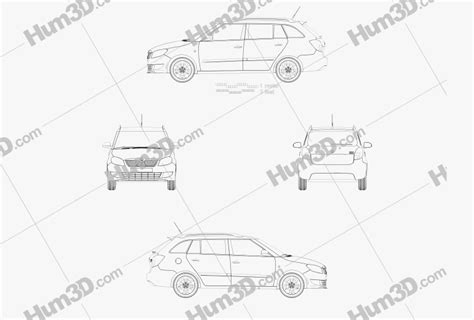 Skoda Fabia Combi Greenline 2014 Blueprint - 3DModels