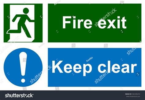 Green Emergency Exit Sign On White Stock Vector (Royalty Free ...