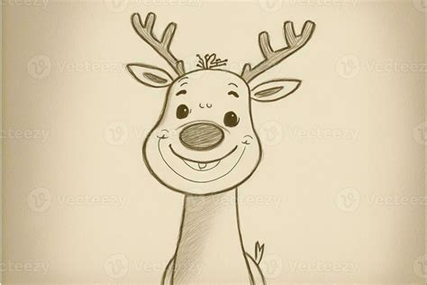 Rudolph the Red-nosed Reindeer illustration, Christmas concept adorable ...