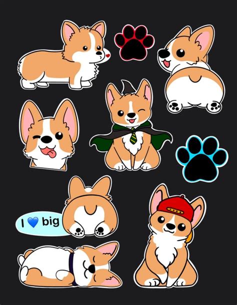 Cute Corgi Sticker Set - Etsy | Cute panda drawing, Cute stickers ...