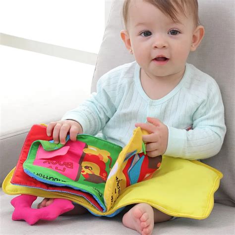 Soft Cloth Book Cartoon Baby Learning Animals Fruit Vegetable Numbers ...