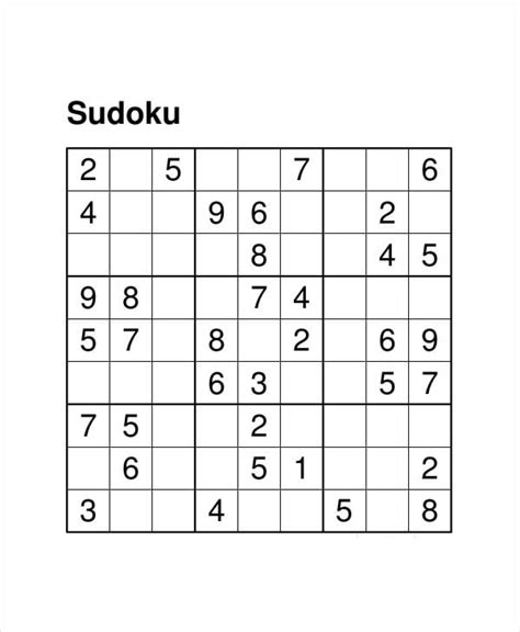 Printable Sudoku Puzzle - 7+ Free PDF Documents Download