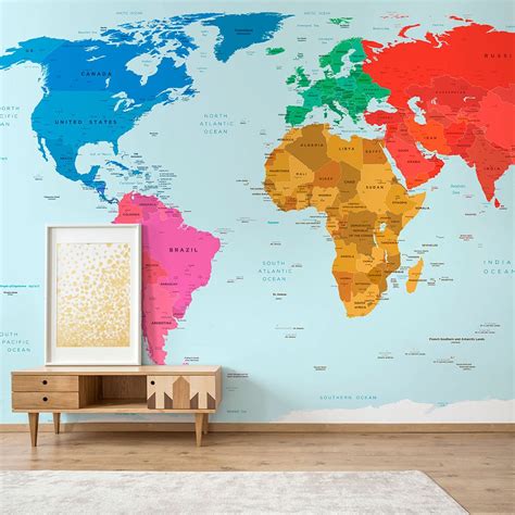 Wall Mural World Map Large Wallsorts - Riset