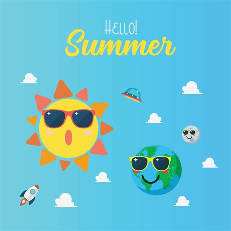 Summertime poster with Planet characters wearing sunglasses 13998663 Vector Art at Vecteezy