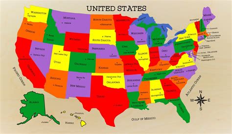 Usa Map States And Capitals : List Of American States Capitals Of Us States Abbreviations Of Us ...